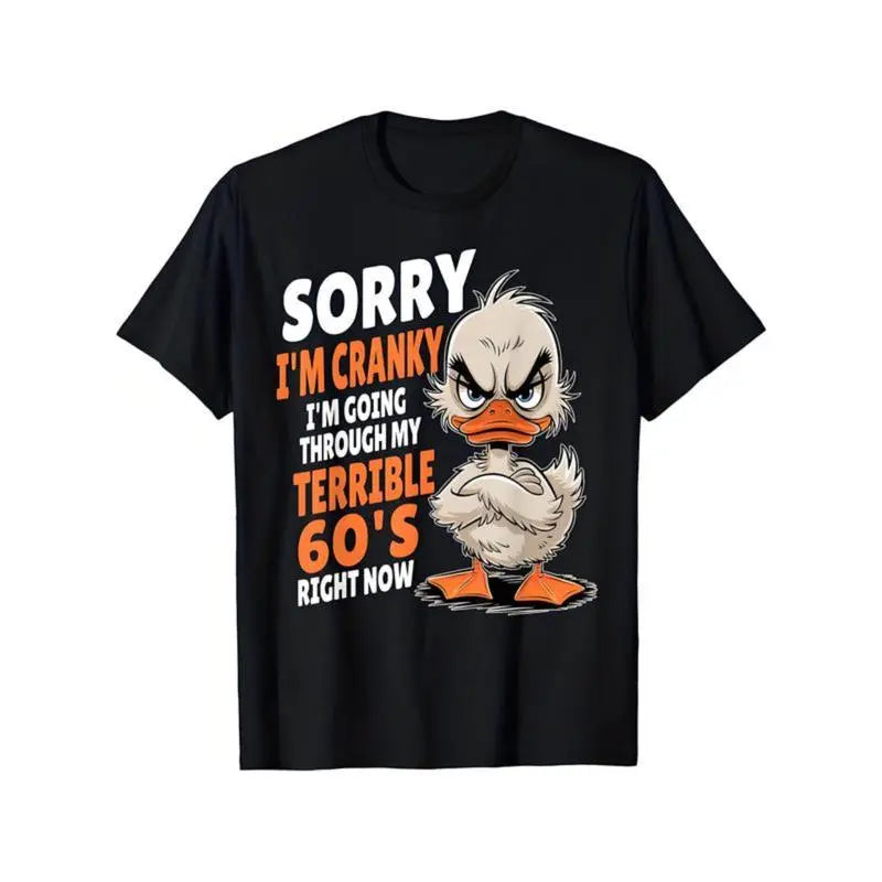Sorry I'm Cranky Funny Grumpy Duck Vintage Graphic T-Shirt