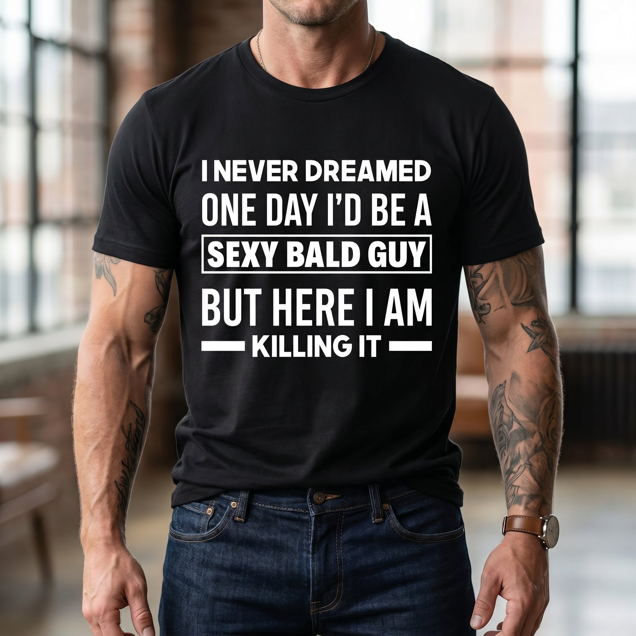 Sexy Bald Guy Funny Men's Graphic T-Shirt